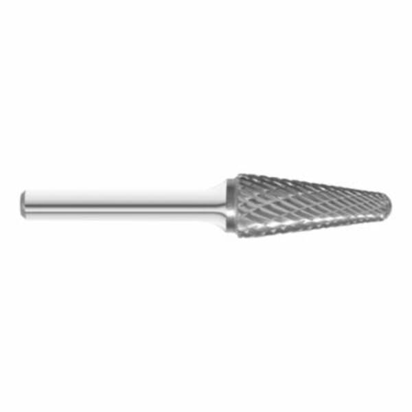 Fullerton 48287 Imperial Single End Carbide Burr, Radius End, Taper Radius (Shape SL) Head, 1/2 in Dia Head, 1-1/8 in L of Cut, 3 in OAL, Double Cut