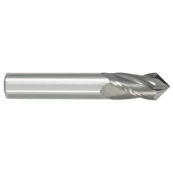 GARR 58220 154M Center Cutting Drill Mill, 1/4 in Dia, 90 deg Point, 4 Flutes, 3/4 in L Flute, 3/4 in L of Cut, 2-1/2 in OAL, Bright