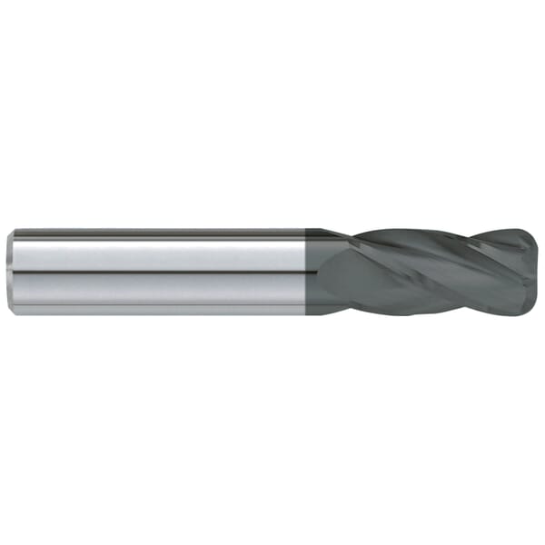 GARR 24118 210RD Center Cutting Single End Standard Length End Mill, 3 mm Dia Cutter, 0.5 mm Corner Radius, 12 mm Length of Cut, 4 Flutes, 3 mm Dia Shank, 38 mm OAL, Crystalline Diamond Coated