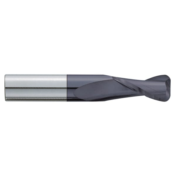 GARR 79137 220RA Center Cutting Single End Standard Length End Mill, 1/4 in Dia Cutter, 0.045 in Corner Radius, 3/4 in Length of Cut, 2 Flutes, 1/4 in Dia Shank, 2-1/2 in OAL, TiAlN Coated
