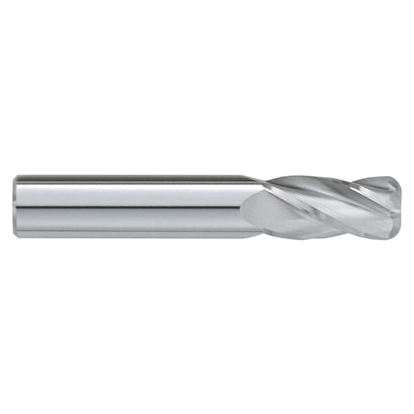 GARR 80380 230R Center Cutting Single End Standard Length End Mill, 5/8 in Dia Cutter, 0.02 in Corner Radius, 1-1/4 in Length of Cut, 4 Flutes, 5/8 in Dia Shank, 3-1/2 in OAL, TiAlN Coated