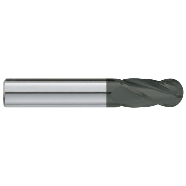 GARR 15158 310D Ball End Center Cutting Standard Length High Performance End Mill, 1/4 in Dia Cutter, 3/4 in Length of Cut, 4 Flutes, 1/4 in Dia Shank, 2-1/2 in OAL, Crystalline Diamond Coated