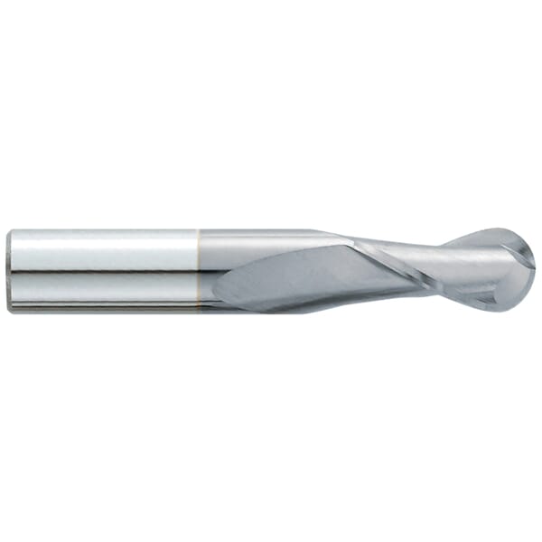 GARR 16234 320MC Ball End Center Cutting Single End Standard Length End Mill, 3/8 in Dia Cutter, 7/8 in Length of Cut, 2 Flutes, 3/8 in Dia Shank, 2-1/2 in OAL, TiCN Coated