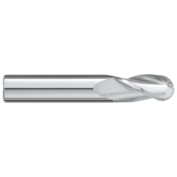 GARR 38040 923M Ball End Center Cutting Standard Length Ball End Mill, 2.5 mm Dia Cutter, 12 mm Length of Cut, 3 Flutes, 3 mm Dia Shank, 38 mm OAL, Uncoated