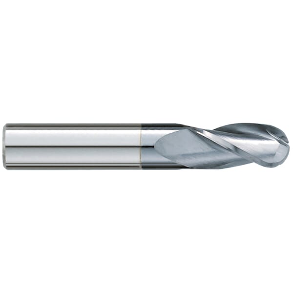 GARR 17334 323MC Ball End Center Cutting Standard Length End Mill, 5/8 in Dia Cutter, 1-1/4 in Length of Cut, 3 Flutes, 5/8 in Dia Shank, 3-1/2 in OAL, TiCN Coated
