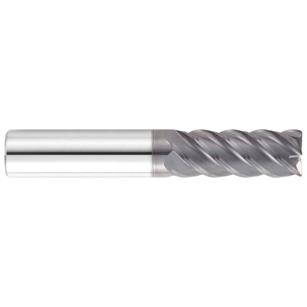 GARR 21432 545RA Center Cutting High Performance Single End Mill, 5/16 in Dia Cutter, 0.01 in Corner Radius, 13/16 in Length of Cut, 5 Flutes, 5/16 in Dia Shank, 2-1/2 in OAL, AlTiN/X.CEED Coated
