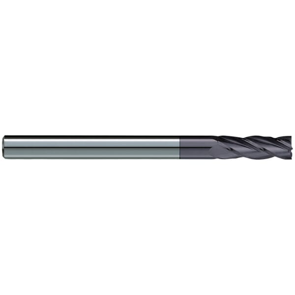 GARR 94257 650MA Center Cutting Extra Length Single End Square End Mill, 12 mm Dia Cutter, 50 mm Length of Cut, 4 Flutes, 12 mm Dia Shank, 150 mm OAL, TiALN Coated