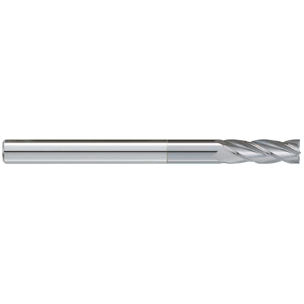 GARR 42044 630MC Center Cutting Extra Length Single End Square End Mill, 3/16 in Dia Cutter, 1 in Length of Cut, 4 Flutes, 3/16 in Dia Shank, 3 in OAL, TiCN Coated