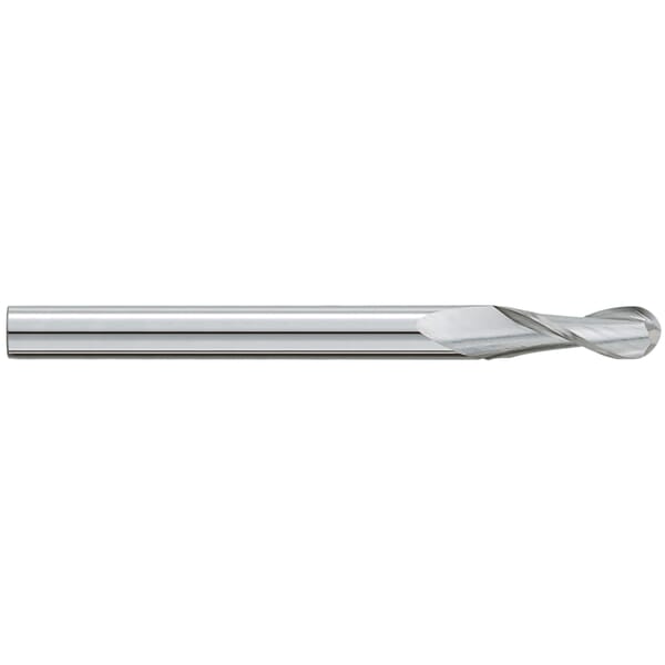 GARR 43310 720M Ball Nose Center Cutting Extra Length End Mill, 5/8 in Dia Cutter, 3 in Length of Cut, 2 Flutes, 5/8 in Dia Shank, 6 in OAL, Uncoated
