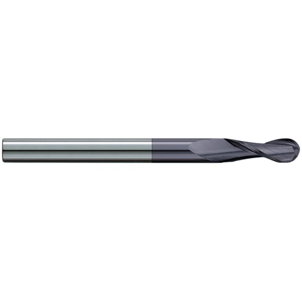 GARR 97017 740MA Ball Nose Center Cutting Extra Length Ball End Mill, 3 mm Dia Cutter, 16 mm Length of Cut, 2 Flutes, 3 mm Dia Shank, 50 mm OAL, TiAlN Coated