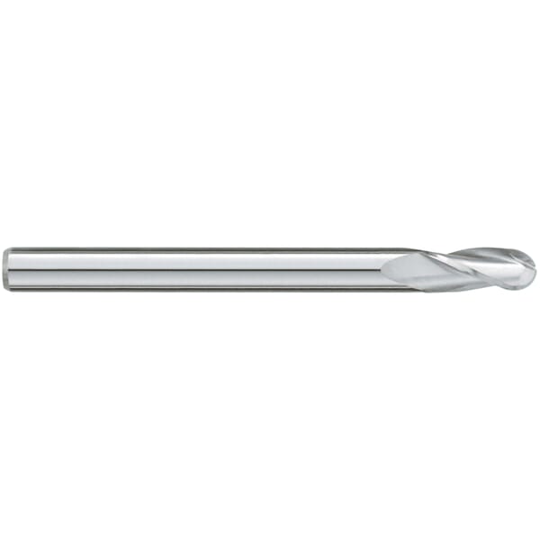 GARR 98040 743M Ball End Center Cutting Extra Length End Mill, 4 mm Dia Cutter, 16 mm Length of Cut, 3 Flutes, 4 mm Dia Shank, 50 mm OAL, Uncoated