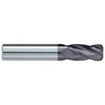 GARR 80357 230RA Center Cutting Single End Standard Length End Mill, 1/2 in Dia Cutter, 0.09 in Corner Radius, 1 in Length of Cut, 4 Flutes, 1/2 in Dia Shank, 3 in OAL, TiAlN Coated