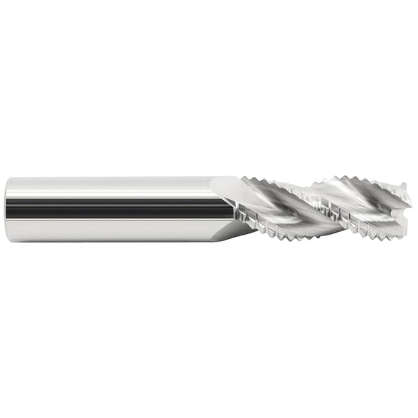 GARR 46267 ARC Center Cutting Chamfer End High Performance Hog End Mill, 5/16 in Dia Cutter, 13/16 in Length of Cut, 3 Flutes, 5/16 in Dia Shank, 2-1/2 in OAL, Bright