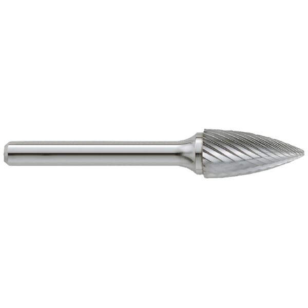 GARR 65042 SG Series Standard Rotary File/Burr, Pointed End, Tree Head, 1/2 in Dia Head, 1 in L of Cut, Double Cut