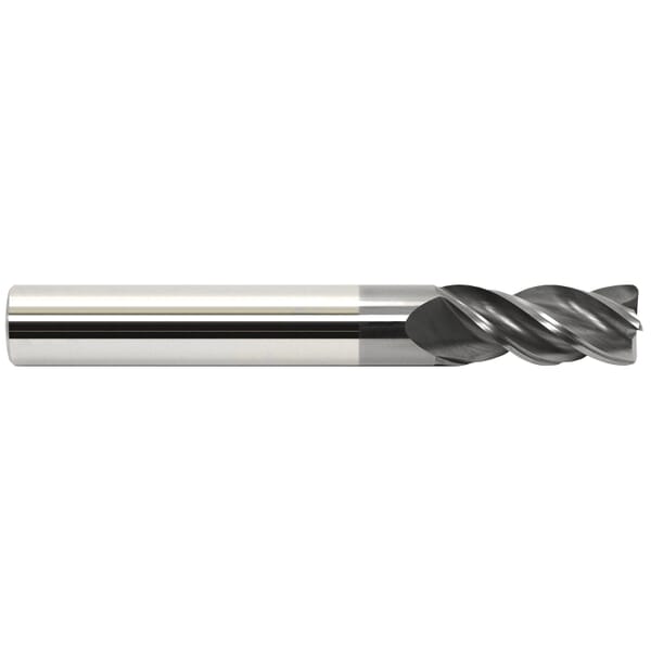 GARR 50523 V4R Center Cutting High Performance Single End Mill, 3/4 in Dia Cutter, 0.02 in Corner Radius, 1-3/4 in Length of Cut, 4 Flutes, 3/4 in Dia Shank, 4 in OAL, AlCrN Coated