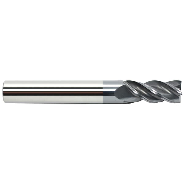GARR 50547 V4S Center Cutting Square End Variable Helix End Mill, 16 mm Dia Cutter, 19 mm Length of Cut, 4 Flutes, 16 mm Dia Shank, 75 mm OAL, AlCrN Coated
