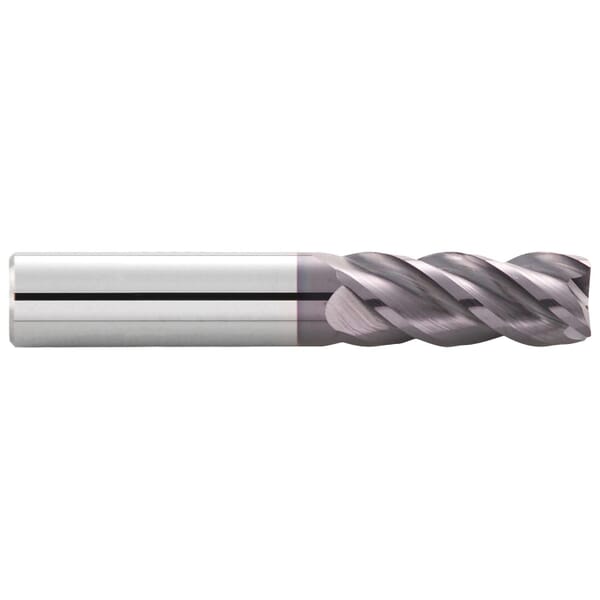 GARR 63241 VRX Center Cutting High Performance End Mill, 1/2 in Dia Cutter, 0.02 in Corner Radius, 2 in Length of Cut, 4 Flutes, 1/2 in Dia Shank, 6 in OAL, AlTiN/X.CEED Coated