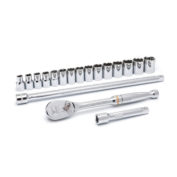 GEARWRENCH 80708 Mechanics Tool Set, 1/2 in Drive, Teardrop Head, 18 Pieces, Polished Chrome
