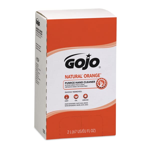 GOJO 7255-04 NATURAL ORANGE PRO TDX Pumice Hand Cleaner With Pumice Scrubbers, 2000 mL, Dispenser Refill, Lotion, Citrus, Orange