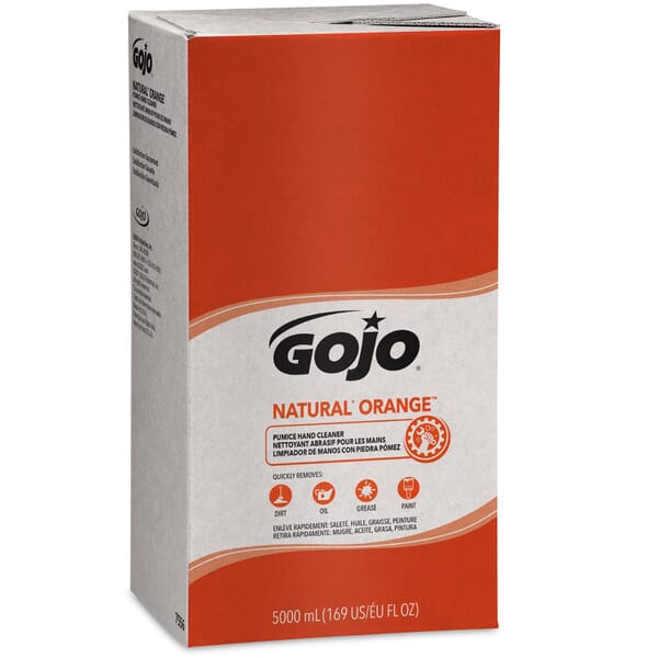 GOJO 7556-02 NATURAL ORANGE PRO TDX Pumice Hand Cleaner, 5000 mL Nominal, Dispenser Refill Package, Lotion Form, Orange Citrus Odor/Scent