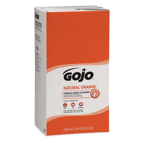 GOJO 7556-02 NATURAL ORANGE PRO TDX Pumice Hand Cleaner, 5000 mL Nominal, Dispenser Refill Package, Lotion Form, Orange Citrus Odor/Scent