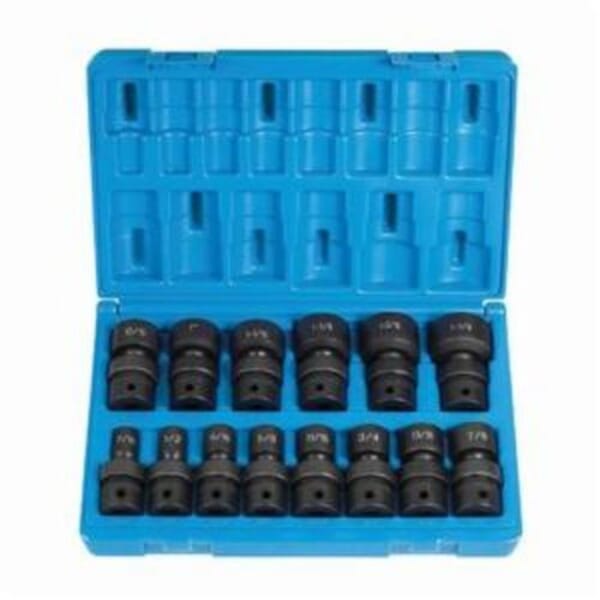 GP 1314U Universal Impact Socket Set, Imperial, 6 Points, 1/2 in Drive, 14 Pieces, Included Socket Size: 7/16 to 1-1/4 in, Molded Storage Case Container