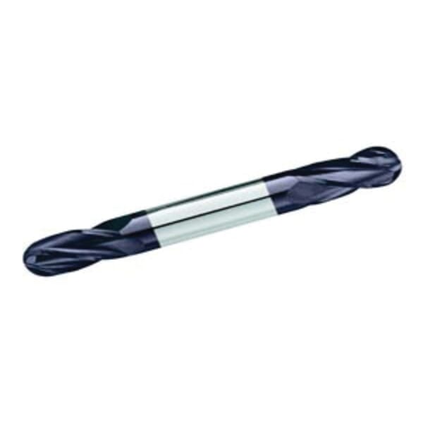 GARR 08627 Ball End Center Cutting Stub Length Double End End Mill, 8 mm Dia Cutter, 12 mm Length of Cut, 4 Flutes, 8 mm Dia Shank, 65 mm OAL, TiAlN Coated