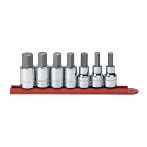 GEARWRENCH 80721 Professional Bit Socket Set, 5/16 to 3/4 in Hex, 1/2 in Drive, 7 Pieces, Polished Chrome