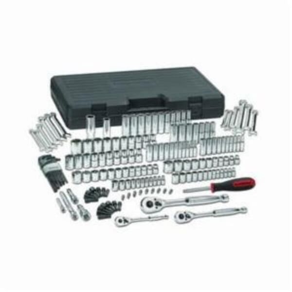 GEARWRENCH 80932 Deep/Standard Length Metric/Imperial Mechanics Tool Set, Blow Molded Case Tool Storage, 1/4 in, 3/8 in, 1/2 in Drive, 6 and 12-Point, 165 Pieces, Steel, ASME B107.1/B107.5M/B107.10/B107.6