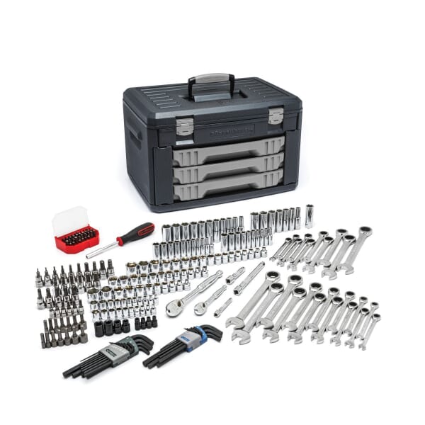 GEARWRENCH 80944 Mechanics Tool Set, 3-Draw Storage Box Tool Storage, 1/4 in, 3/8 in Drive, 6 and 12-Point, 232 Pieces, Steel, ASME B107.1/B107.5M/B107.10/B107.6