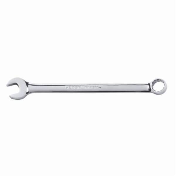 GEARWRENCH 81672 Long Length Open End Combination Wrench, 15 mm Wrench, 12 Points, 15 deg Offset, 232 mm OAL, Premium Alloy Steel, Polished Chrome