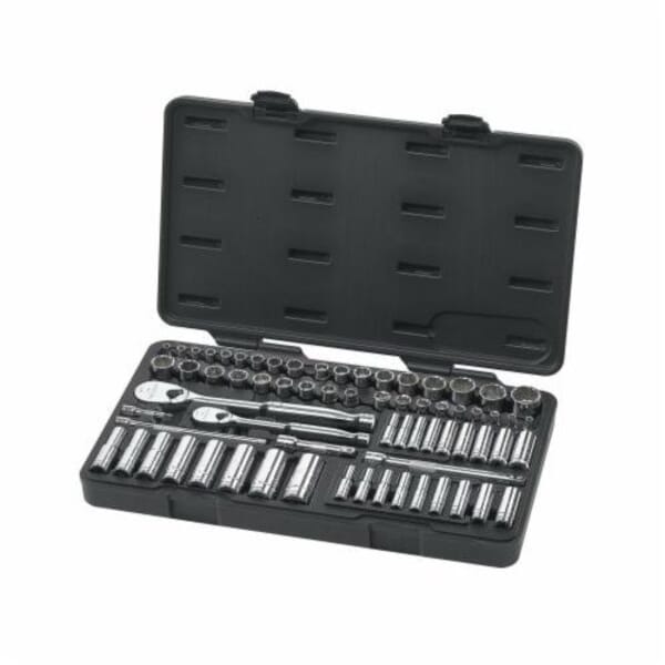GEARWRENCH 83000 Multi-Drive Mechanics Tool Set, 1/4 in, 3/8 in Drive, Teardrop Head, 68 Pieces, Polished Chrome