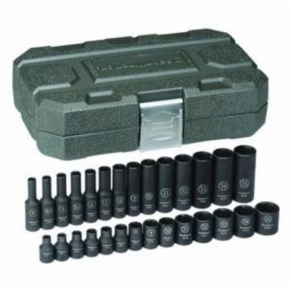 GEARWRENCH GET IT DONE 84901 Impact Socket Set, ASME B107.33M, 6 Points, 1/4 in Drive, 28 Pieces, Included Socket Size: 4 to 15 mm, Blow Molded Case Container