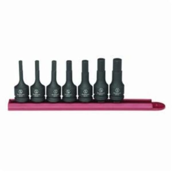 GEARWRENCH 84913 Impact Bit Socket Set, 3/16 to 1/2 in Hex, 3/8 in Drive, 7 Pieces, Manganese Phosphate, ASME B107.2