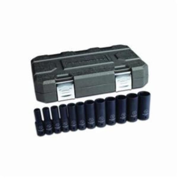 GEARWRENCH 84942N Impact Socket Set, ASME B107.2, 6 Points, 1/2 in Drive, 12 Pieces, Included Socket Size: 3/8 to 1-1/16 in, w/ Container