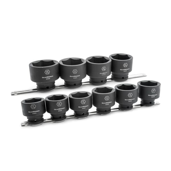 GEARWRENCH 84998 Standard Length Socket Set, ASME B107.2, 6 Points, 3/4 in Drive, 10 Pieces, Included Socket Size: 1-11/16 to 2-3/8 in, Rail Container