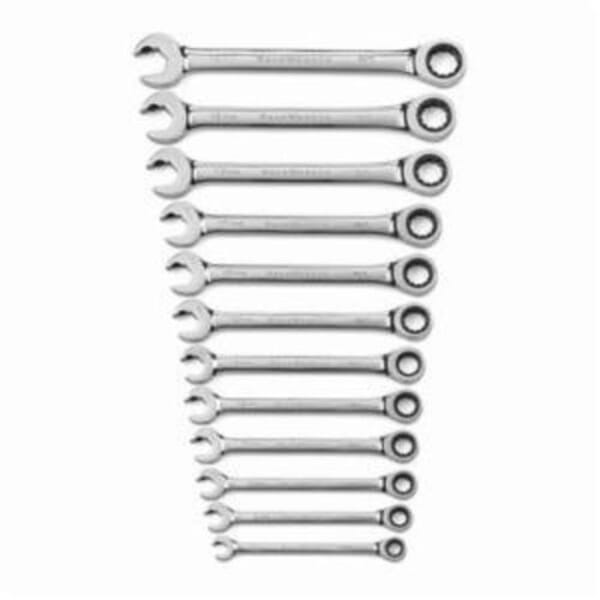 GEARWRENCH 85597 Regular Length Ratcheting Wrench Set, 12 Pieces, 8 to 19 mm, Polished Chrome