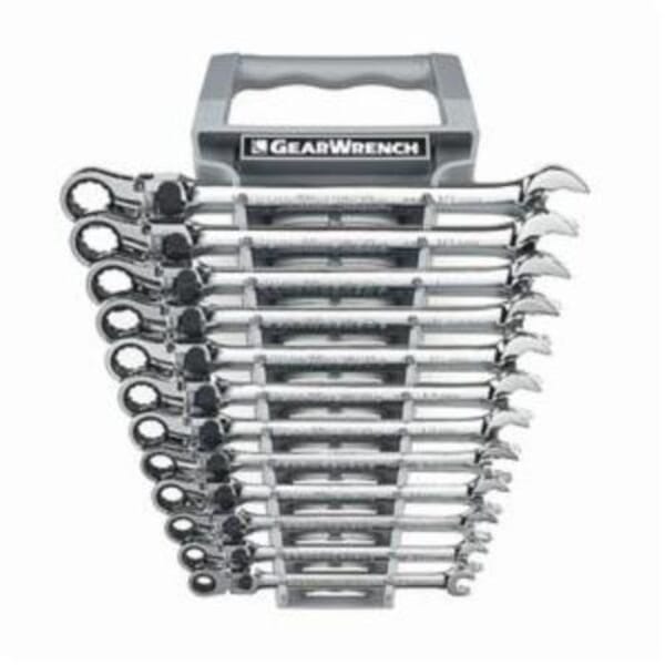 GEARWRENCH 85698 XL Series Extra Long Length Locking Combination Ratcheting Wrench Set, 12 Pieces, 8 to 19 mm, Polished Chrome