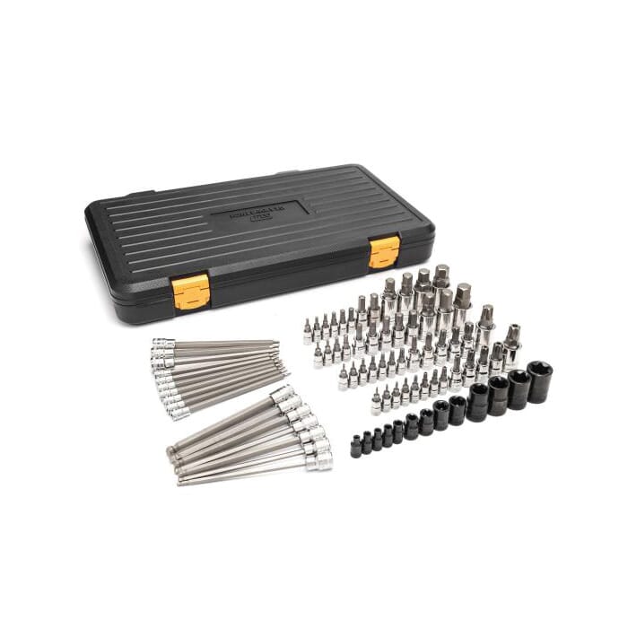 GearWrench 86538 Socket Set, ANSI/ASME, 1/4 in, 3/8 in, 1/2 in Drive, 80 Pieces, Blow Mold Case Container