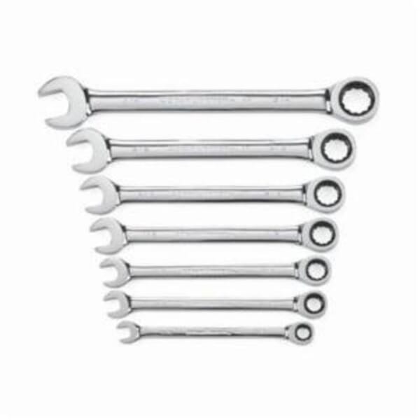 GEARWRENCH 9317 Long Length Combination Ratcheting Wrench Set, 7 Pieces, 3/8 to 15/16 in, Polished Chrome