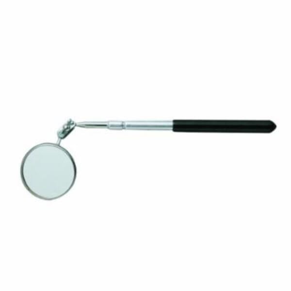 GENERAL 557 Flat Inspection Mirror, 2-1/4 in Mirror, Round Shape, 10-1/2 to 15 in L, Cushion Grip/Telescopic Handle