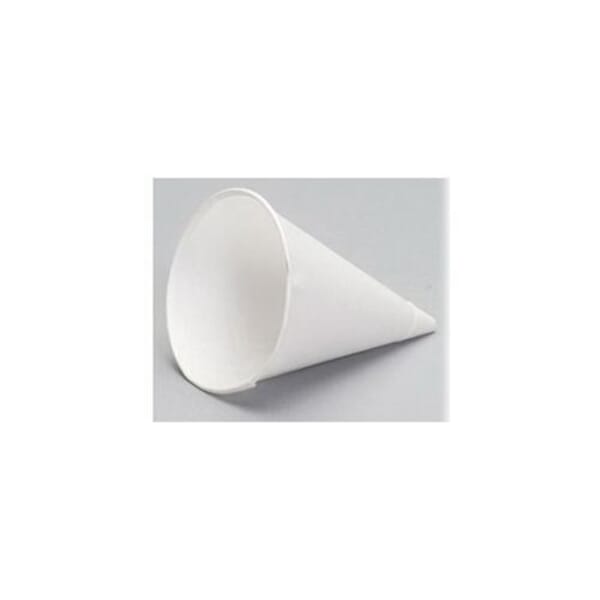 Genpak W42F Rolled Rim Cone Cup, 4.5 oz Capacity, Conical Shape, Paper, White