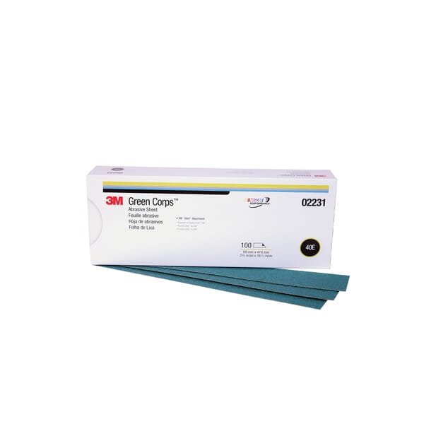 Green Corps 7000118370 Abrasive Sheet, 16-1/2 in L x 2-3/4 in W, 40 Grit, Coarse Grade, Aluminum Oxide Abrasive, Paper Backing