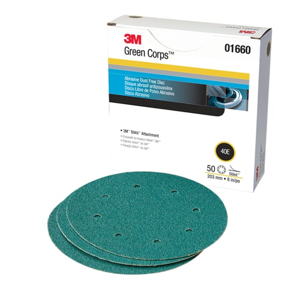 Green Corps 7010363759 Dust Free Production Disc, 8 in Dia Disc, 40 Grit, Coarse Grade, Aluminum Oxide Abrasive, Paper Backing