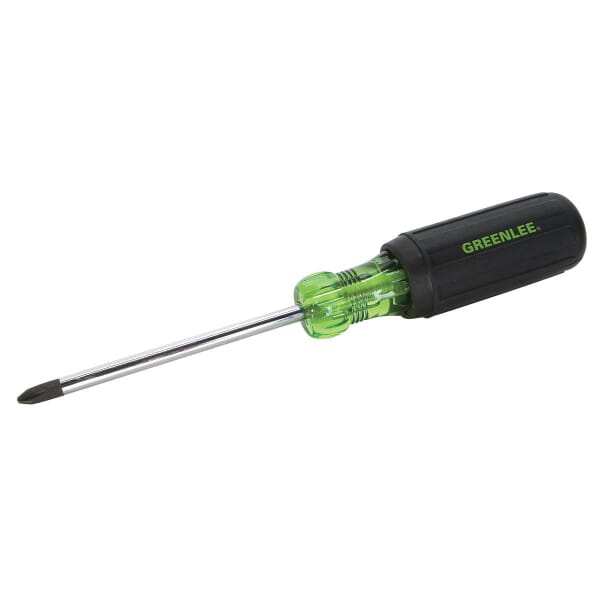 Greenlee 0153-33C Heavy Duty Screwdriver, #2 Phillips Point, Hardened Steel Shank, 8-5/16 in OAL, Acetate Handle, Black Phosphate Plated, ASME Specified