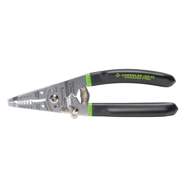 Greenlee 1955-SS Manual Fixed Hole Wire Stripper With Spring and Lock, 18 to 10 AWG Solid, 20 to 12 AWG Stranded Cable/Wire