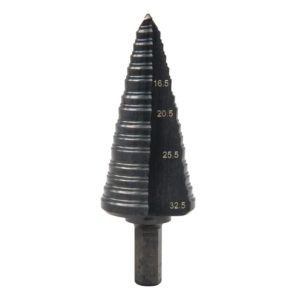 Greenlee GSBM325 Multi-Hole Step Drill Bit, 6 mm Dia Min Hole, 32.5 mm Dia Max Hole, 15 Steps, Mild Steel