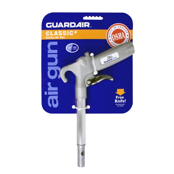 Guardair 75LJ024AA Long John Classic+ Safety Air Gun, Venturi Tip, 150 psi Working, 24 in L Tube, 1/4 in FNPT Thread, Aluminum/Zinc Alloy