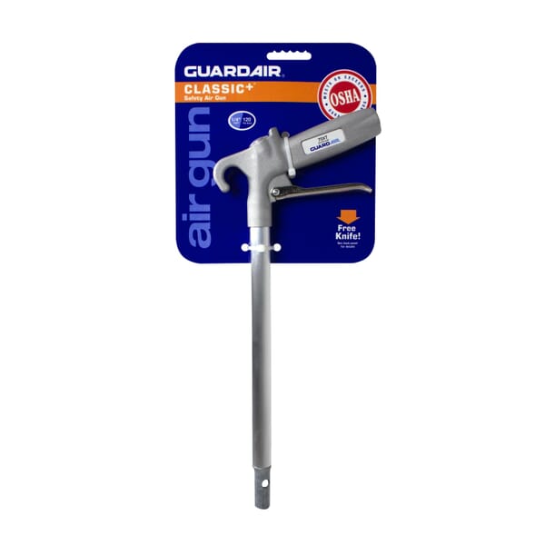 Guardair 75XT024AA Classic+ Xtra Thrust Safety Air Gun, Venturi Tip, 150 psi Working, 24 in L Tube, 1/4 in FNPT Thread, Aluminum/Zinc Alloy