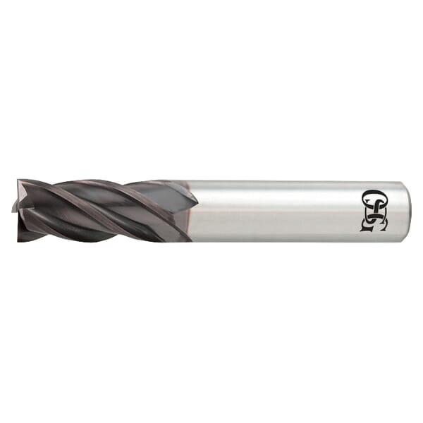 HY-PRO HP441-1378 Center Cutting Performance Regular Length Single End Square End Mill, 3.5 mm Dia Cutter, 12 mm Length of Cut, 4 Flutes, 4 mm Dia Shank, 51 mm OAL, TiAlN Coated